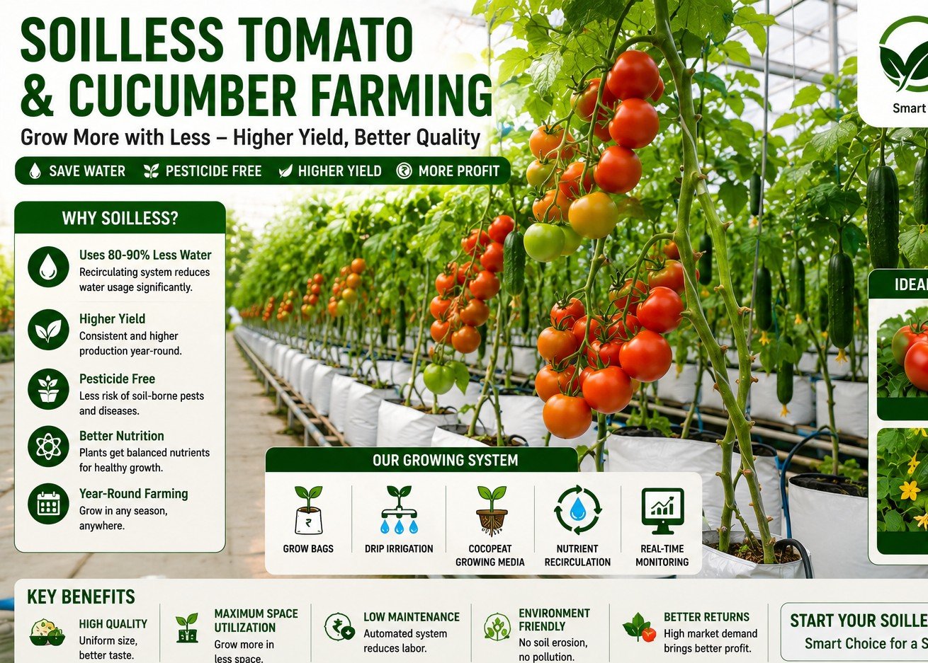 Soilless Tomato and Cucumber